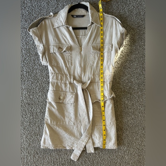 Zara Khaki Short Sleeve Mini Dress - size small - Picture 3 of 6